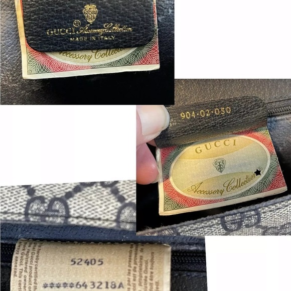 Auth GUCCI Signature Navy Blues Coated Canvas & Leather Clutch Bag w/ Pockets - Picture 12 of 12